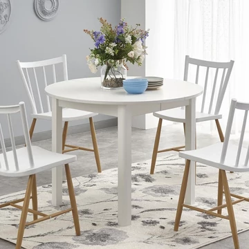 RINGO 102(+40)cm körasztal - Fehér / Fehér