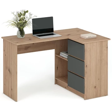 BEGA sarok íróasztal - Artisan Tölgy / Grafit