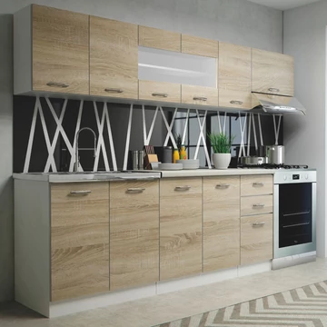 PERLA 260 konyhabútor / Fehér - Sonoma Tölgy / Homok (PERŁA)