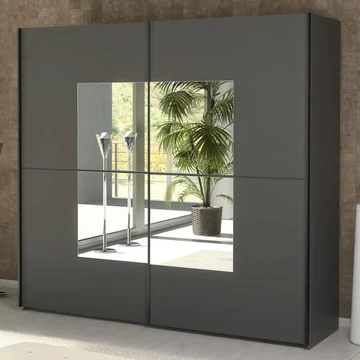 .ASCONA 8XGGA102 219 cm tolóajtós gardrób TÜKÖRREL - Grafit
