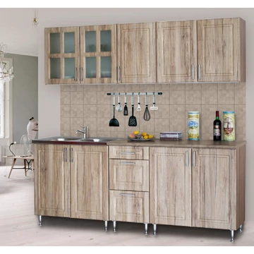 ORSI 200 cm konyhabútor 2M.Mosogató / San Remo-Trüffel + Trüffel munkalap