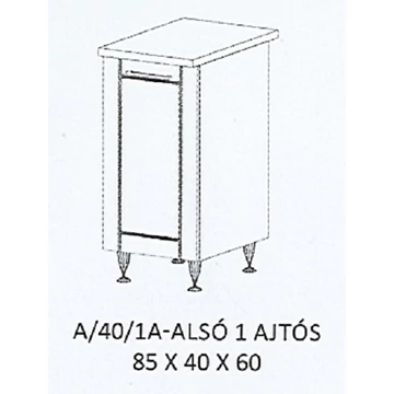 ALÍZ A/40/1A-ALSÓ 1 ajtós munkalapos elem - BALOS