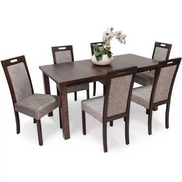 BERTA étkezőgarnitúra 6+1 - Dió (BERTA 160 asztal + JÁZMIN szék)