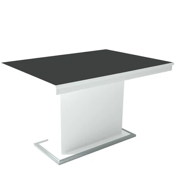 FLÓRA PLUSZ asztal 120(+40)cm - Rusztik Fehér / Magasfényű Fekete