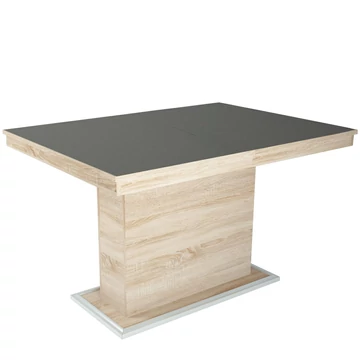 FLÓRA PLUSZ asztal 120(+40)cm - Sonoma Tölgy / Magasfényű Antracit