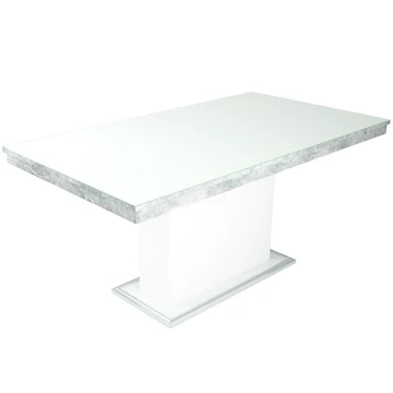FLÓRA PLUSZ asztal 160(+40)cm - Beton-Fehér / Magasfényű Fehér