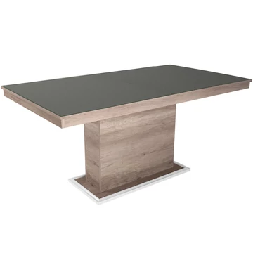 FLÓRA PLUSZ asztal 160(+40)cm - Canyon Tölgy / Magasfényű Antracit
