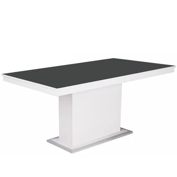 FLÓRA PLUSZ asztal 160(+40)cm - Rusztik Fehér / Magasfényű Fekete