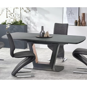 BILOTTI asztal üveglappal 160(+40)cm - Matt Antracit / Dió