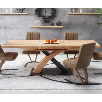 SANDOR 3 asztal 160(+60)cm - Arany Tölgy / Fekete