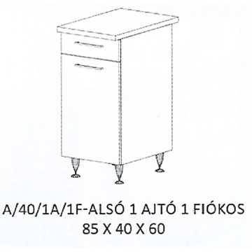ANIKÓ A/40/1A/1F-ALSÓ 1 ajtós 1 fiókos munkalapos elem - BALOS