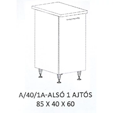 ANIKÓ A/40/1A-ALSÓ 1 ajtós munkalapos elem - JOBBOS