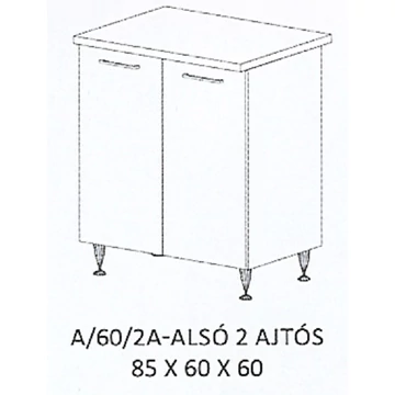 ANIKÓ A/60/2A-ALSÓ 2 ajtós munkalapos elem