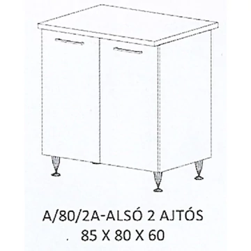 ANIKÓ A/80/2A-ALSÓ 2 ajtós munkalapos elem