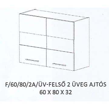HELGA F/60/80/2A/ÜV-FELSŐ 2 üveg ajtós elem