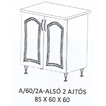 FLÓRA A/60/2A-ALSÓ 2 ajtós munkalapos elem