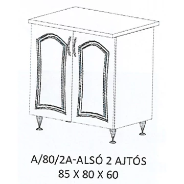 FLÓRA A/80/2A-ALSÓ 2 ajtós munkalapos elem