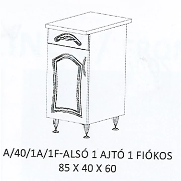 FLÓRA A/40/1A/1F-ALSÓ 1 ajtó 1 fiókos munkalapos elem - BALOS