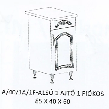 FLÓRA A/40/1A/1F-ALSÓ 1 ajtó 1 fiókos munkalapos elem - JOBBOS