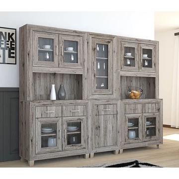 DANY 248 cm tálaló / vitrines szekrénysor összeállítás - San Remo (6 elem)