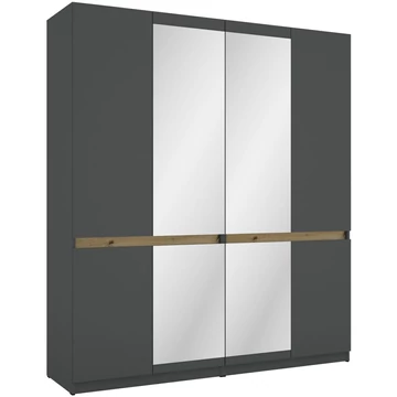 BOSS 180 cm nyílóajtós gardrób 2 TÜKÖRREL - Matt Sötétszürke / Artisan Tölgy