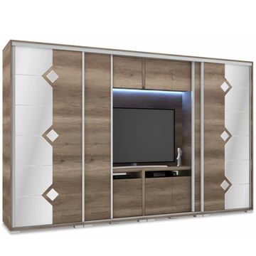 DIAMOND 318 cm tükrös TV-s gardrób - Canyon Tölgy