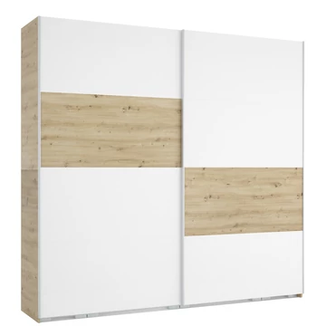 FŐNIX 254 cm tolóajtós gardrób - Artisan Tölgy / Rusztik Fehér / Szürke profil