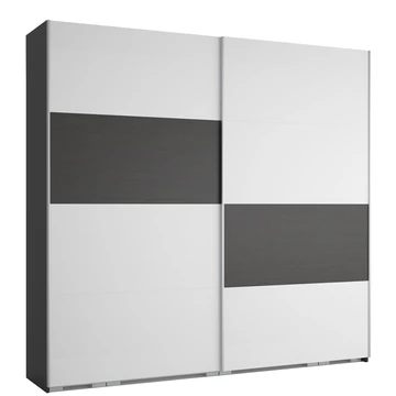 FŐNIX 254 cm tolóajtós gardrób - Nero / Rusztik Fehér / Szürke profil "A"