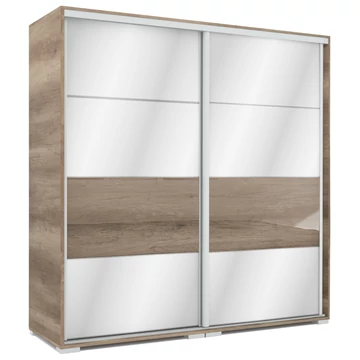 MIRROR 200 cm tükrös tolóajtós gardrób - Canyon Tölgy / Magasfényű Canyon Tölgy betét