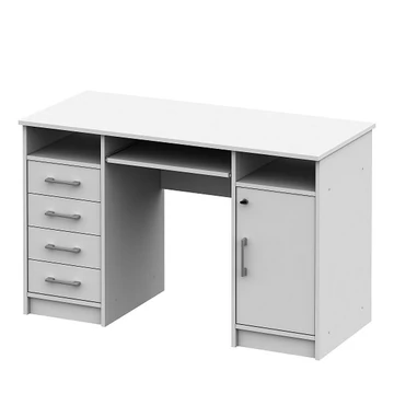 B9 NEW számítógépasztal, zárható szekrénnyel - Fehér
