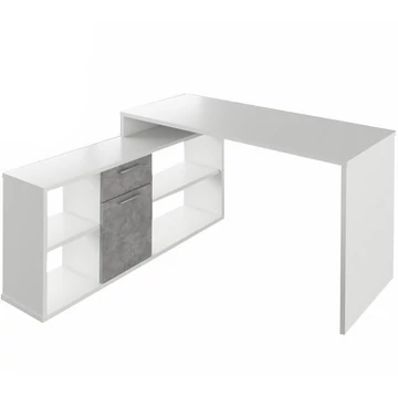 NOE NEW Sarok számítógépasztal - Fehér / Beton