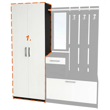 AMSTERDAM előszobaszekrény 1. elem - Nero / Bianco