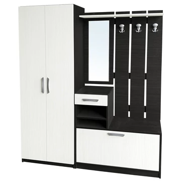 AMSTERDAM előszobafal 1+2+3-as elem összeállítás - Nero / Bianco