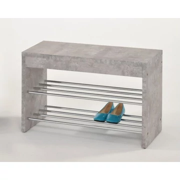LUSIA Cipőtartó paddal - Beton / Króm