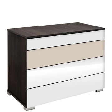 4 fiókos magasfényű komód - Canterbury / Magasfényű Fehér / Magasfényű Beige