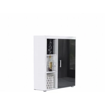 SAMBA (R-3) Alacsony Vitrines szekrény FEHÉR - FEKETE magasfényű