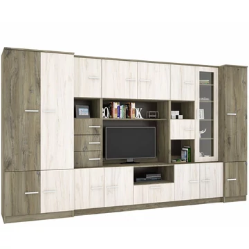 FIRENZE nappali szekrénysor 340 cm - Sötét Justus Tölgy / Justus Tölgy