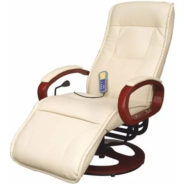 ARTUS 2 állítható pihenő fotel MASSZÁZS és FŰTÉS funkcióval - MARHABŐR / krémszínű textil