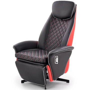 CAMARO relax TV fotel állítható hát- és lábtámasszal - Fekete / Piros