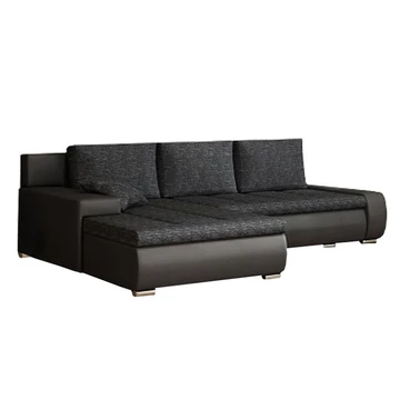 TRAMP NEW univerzális sarokülő ágyfunkcióval és ágyneműtartóval - Fekete 1100 / Berlin 02 fekete melír