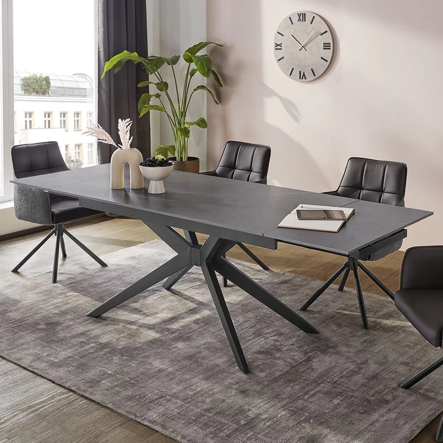 CAMPUS asztal 160(+80)cm - Antracit KERÁMIA