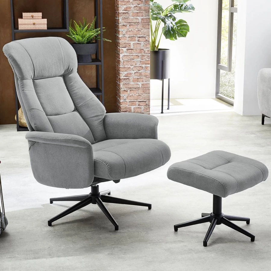 EVA relax fotel lábtartóval - Világosszürke