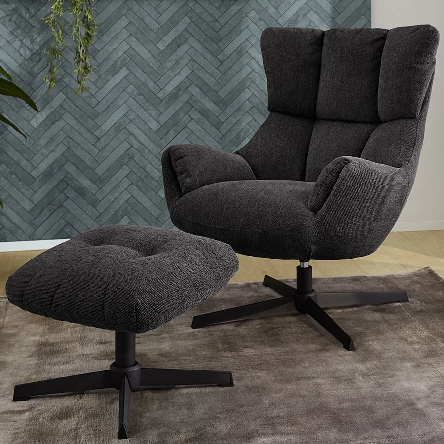 MELANIA relax fotel lábtartóval - Antracit