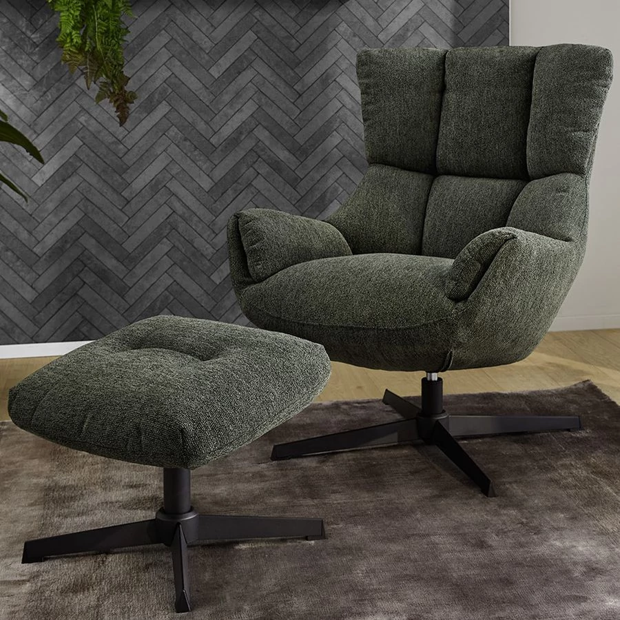MELANIA relax fotel lábtartóval - Zöld