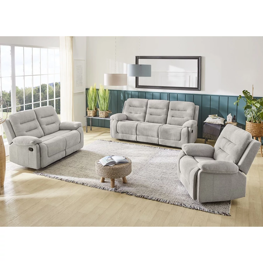 SYLT 3+2+1 félautomata relax TV ülőgarnitúra - 444/19 Világosszürke