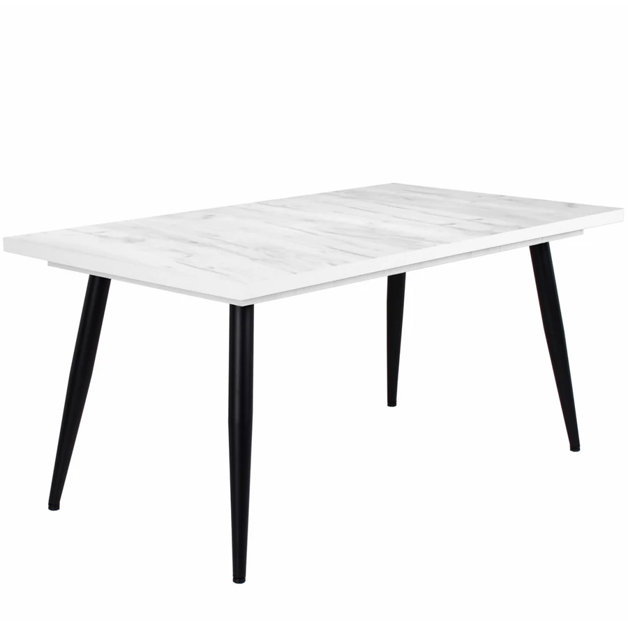 ALASKA asztal 160(+40)cm - Fehér Tölgy / Fekete
