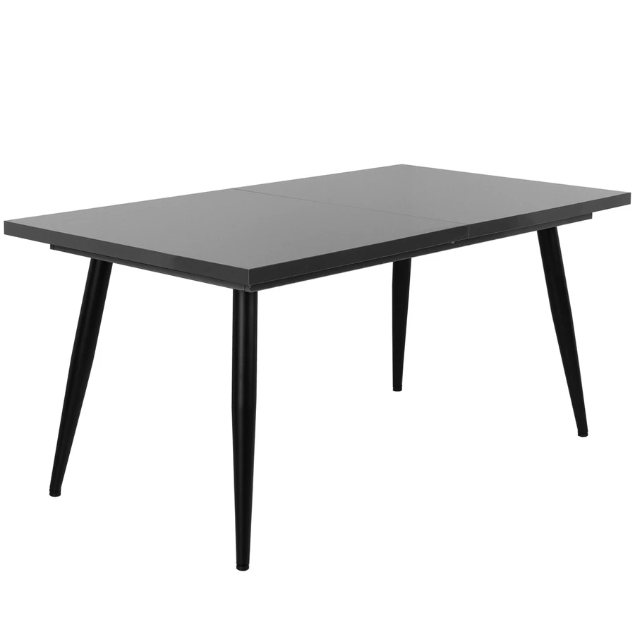 ALASKA asztal 160(+40)cm - Magasfényű Antracit / Fekete