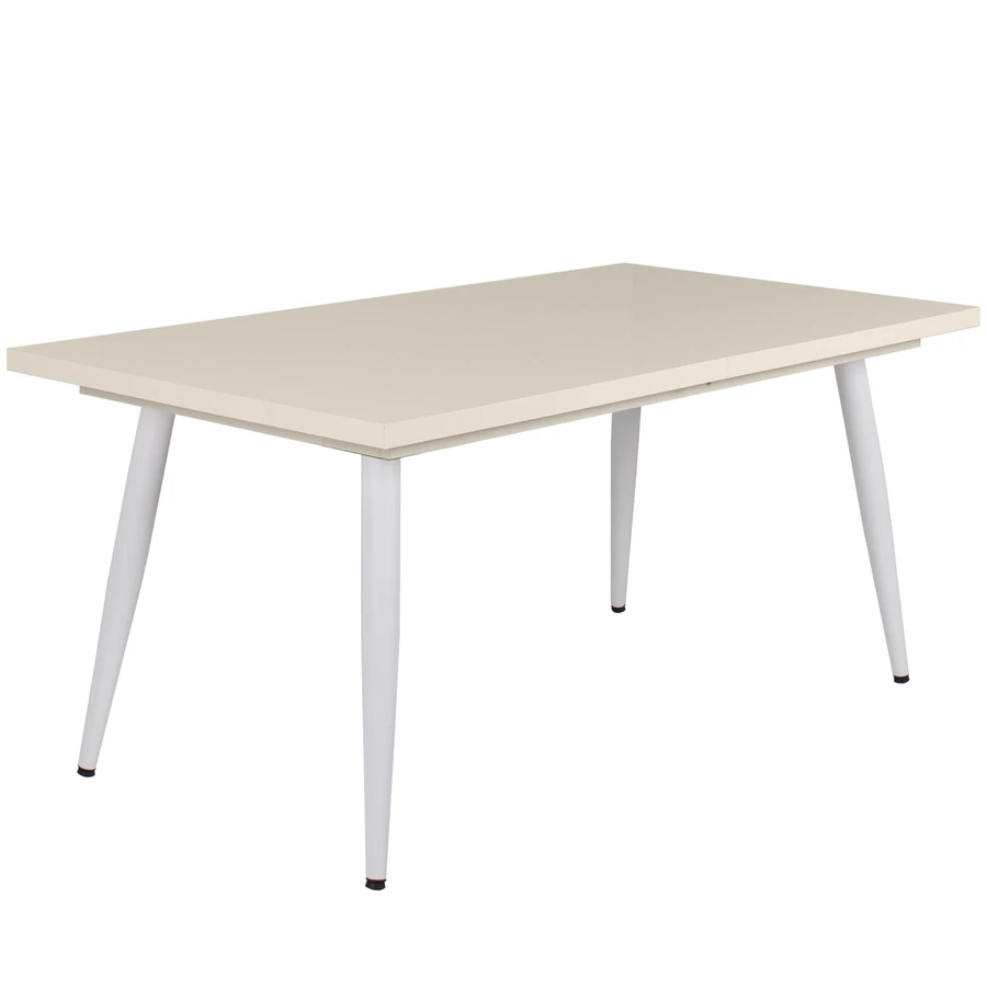 ALASKA asztal 160(+40)cm - Magasfényű Beige / Fehér