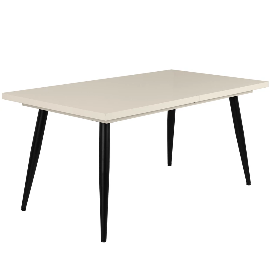 ALASKA asztal 160(+40)cm - Magasfényű Beige / Fekete