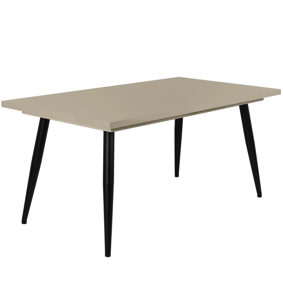 ALASKA asztal 160(+40)cm - Magasfényű Cappuccino / Fekete